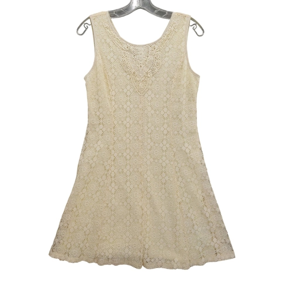 Paper Crane Lace Dress Sleeveless Lined Party Casual Beige Size M